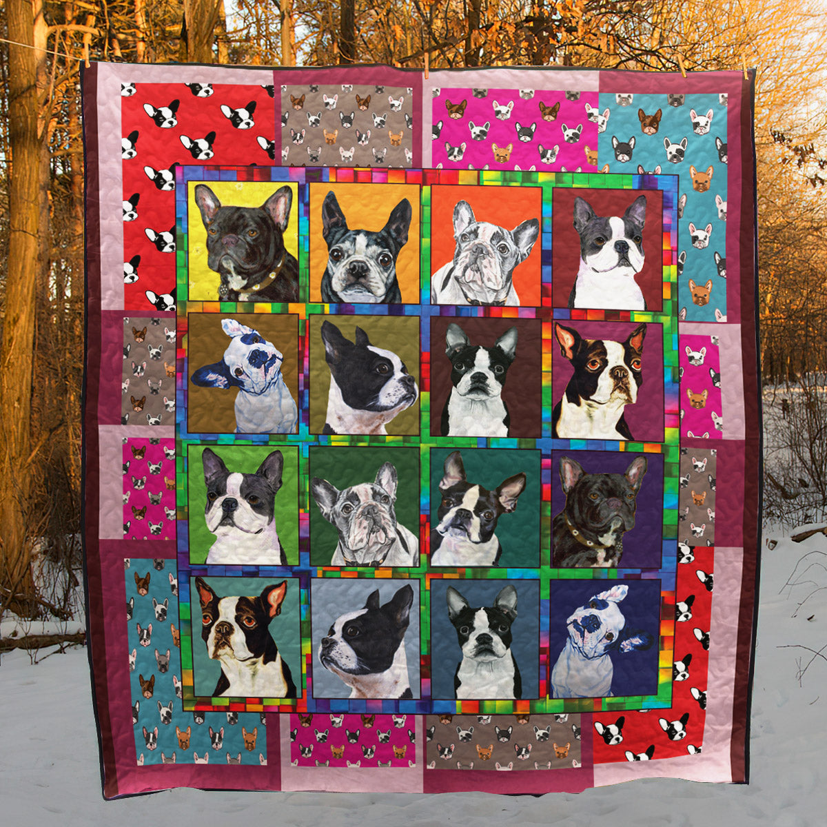 French Bulldog France Faces TD19110355 Quilt Blanket