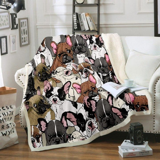 French Bulldog HM270845F Sherpa Fleece Blanket