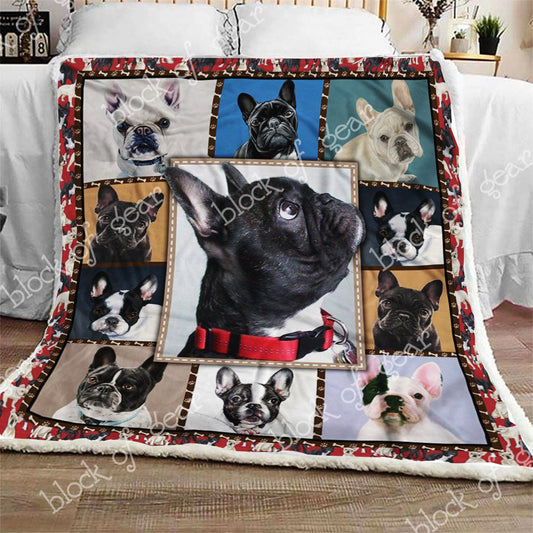French Bulldog CL0210086MDF Sherpa Fleece Blanket