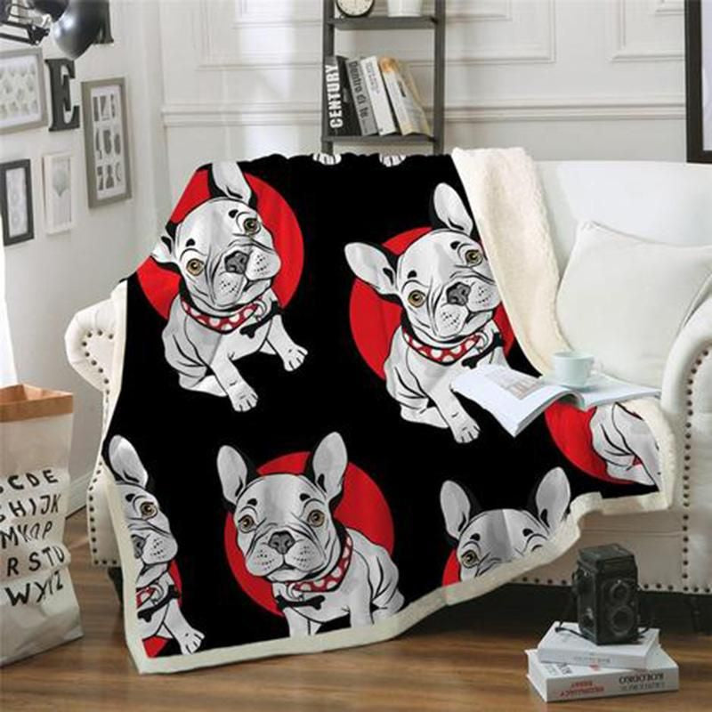French Bulldog CL02120300MDF Sherpa Fleece Blanket