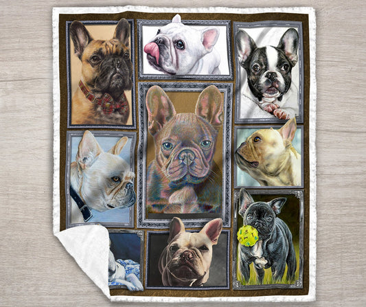 French Bulldog CLH0312090F Sherpa Fleece Blanket