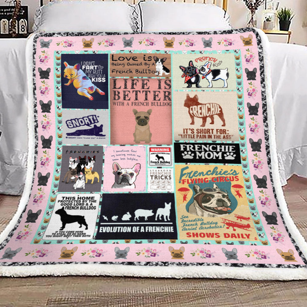 Frenchie Mom YH3110381F Sherpa Fleece Blanket