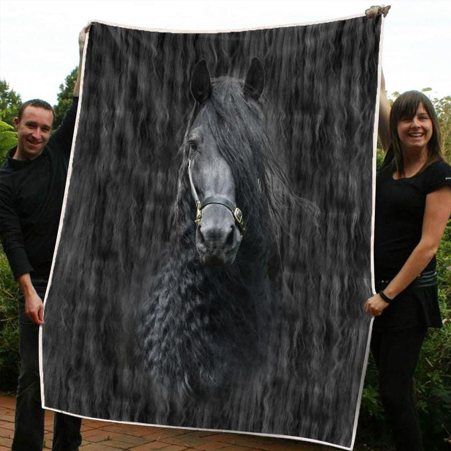 Friesian Horse CL20110578MDF Sherpa Fleece Blanket