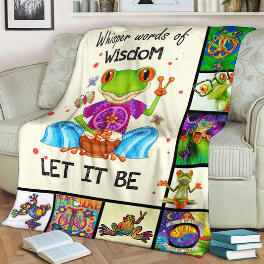 Frog Hippie CL240844MD Sherpa Fleece Blanket