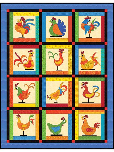 Funky Chickens CLA0710420Q Quilt Blanket