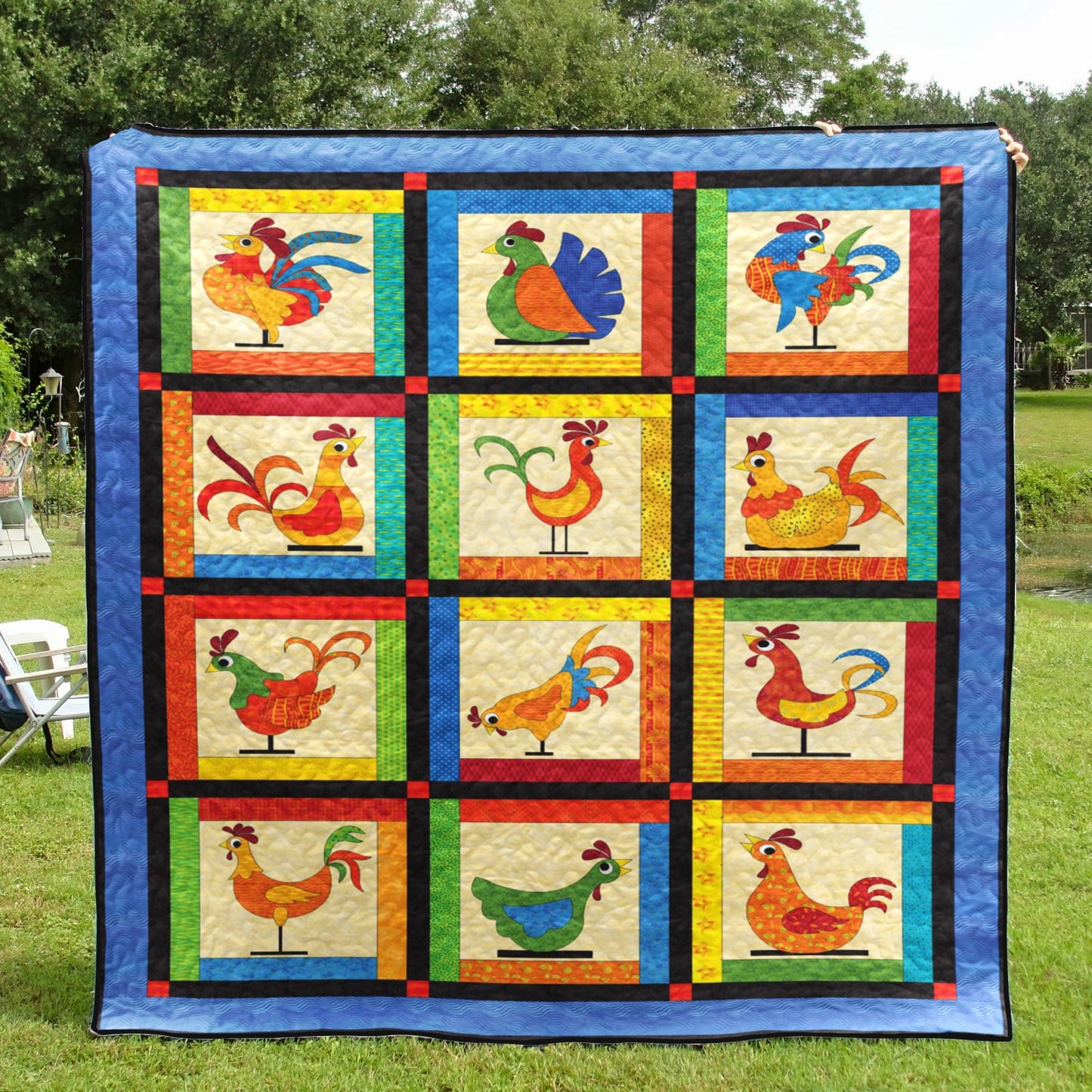 Funky Chickens CLA0710420Q Quilt Blanket