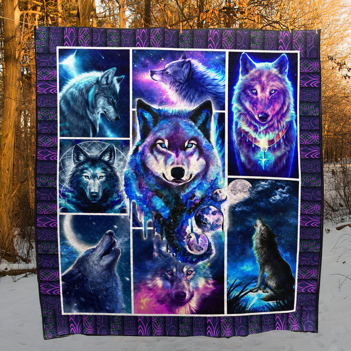 Galaxy Wolf CLH0412334Q Quilt Blanket