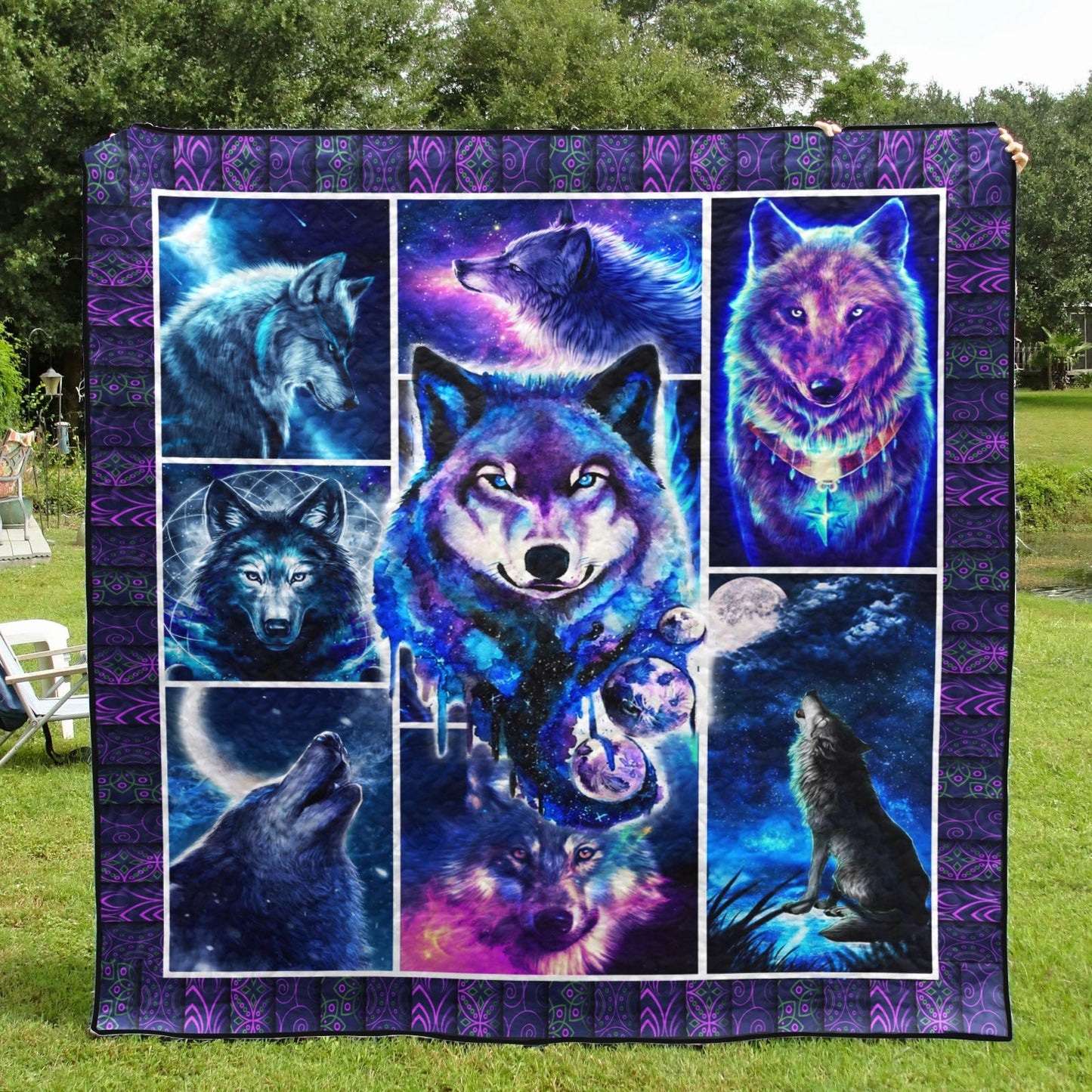 Galaxy Wolf CLH0412334Q Quilt Blanket