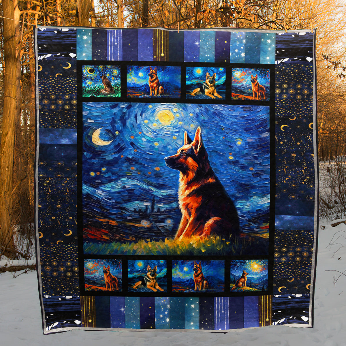 German Shepherd Starry Night CLA31100560Q Art Quilt