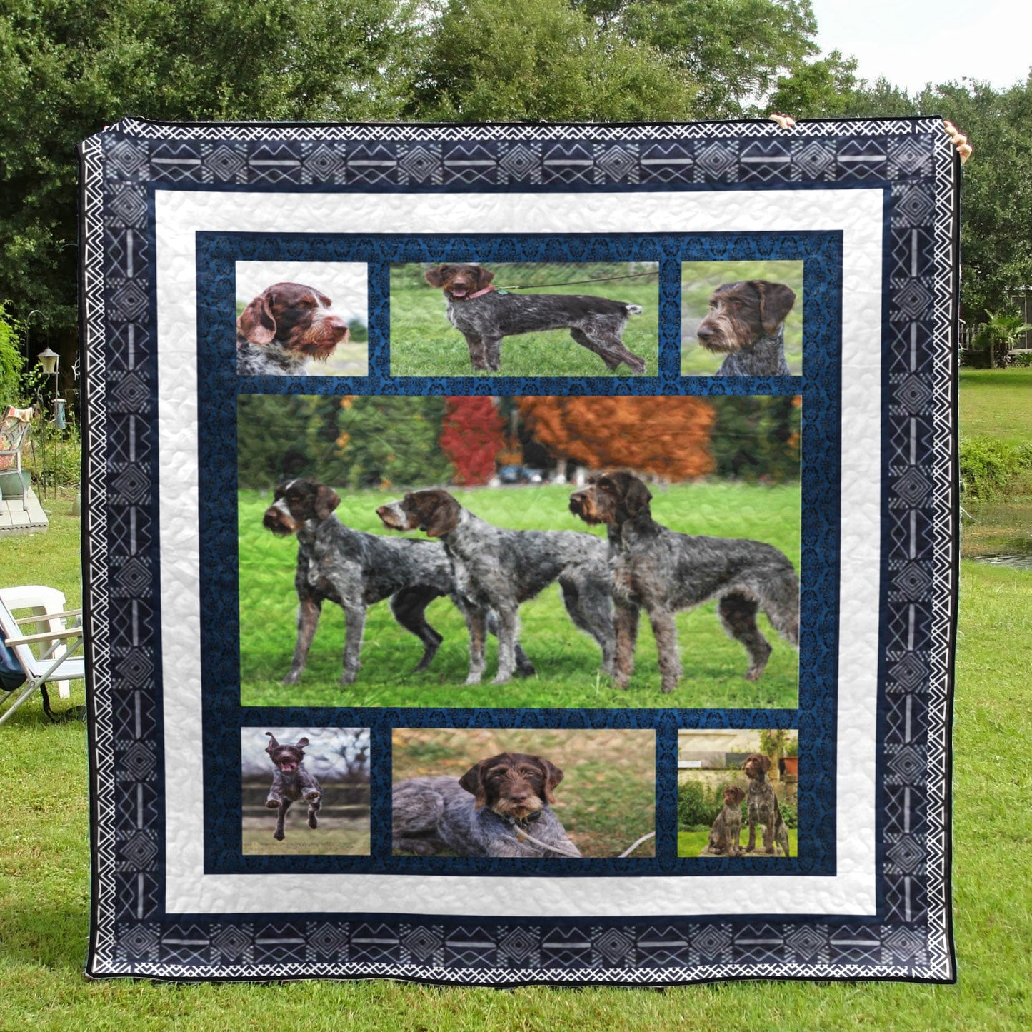 German Wirehaired Pointer CL08110228MDQ Quilt Blanket