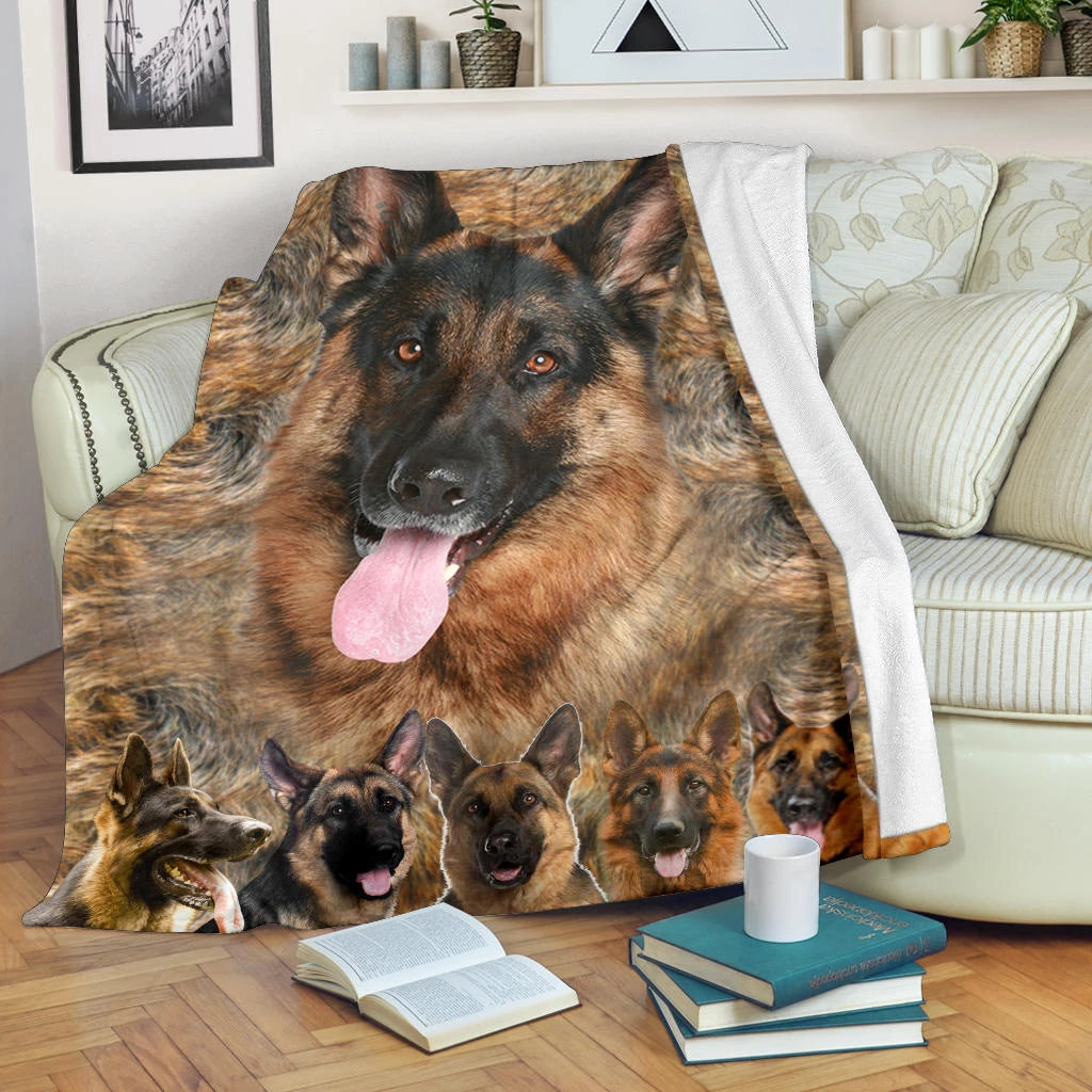 German Shepherd Big Face CLM3010252S Sherpa Fleece Blanket
