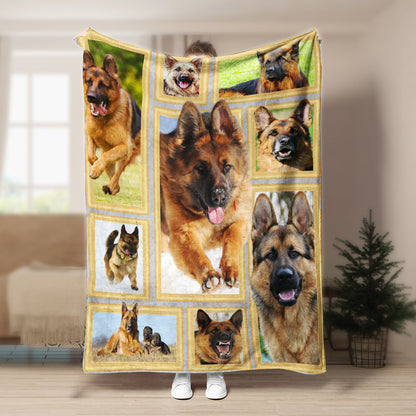German Shepherd CLA21100882F Sherpa Fleece Blanket