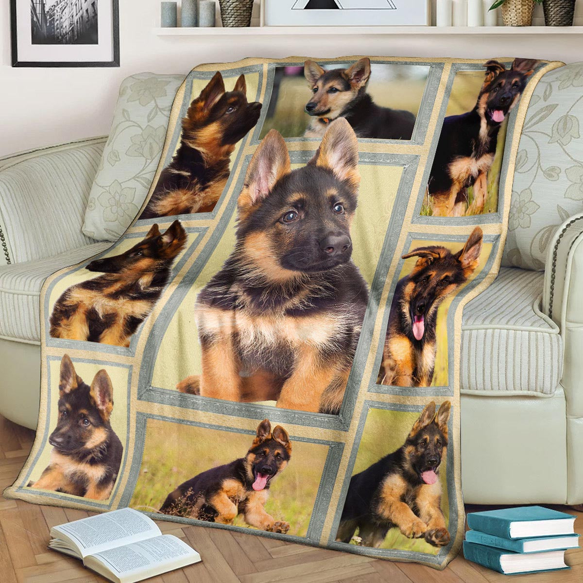 German Shepherd Puppy CLA21100984F Sherpa Fleece Blanket