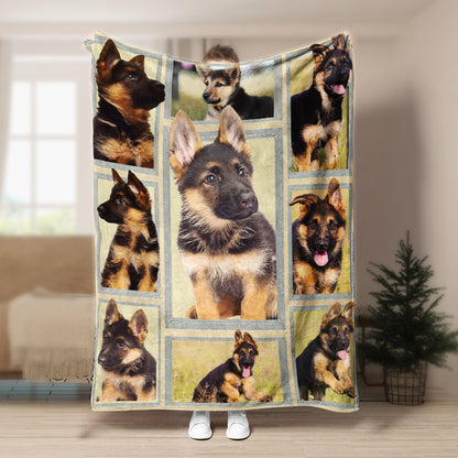 German Shepherd Puppy CLA21100984F Sherpa Fleece Blanket