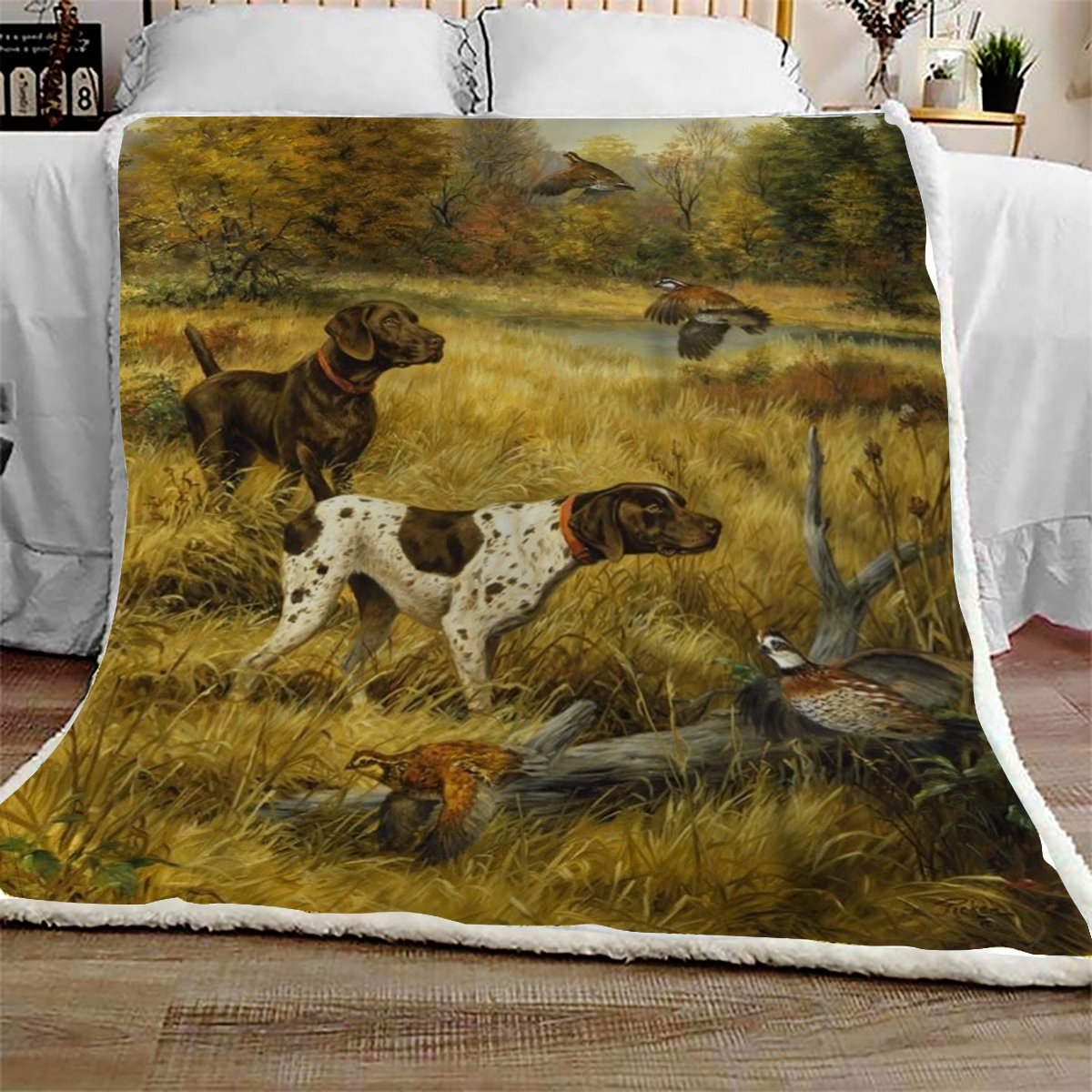 German Shorthaired Pointer Hunting CL10100124MDF Sherpa Fleece Blanket