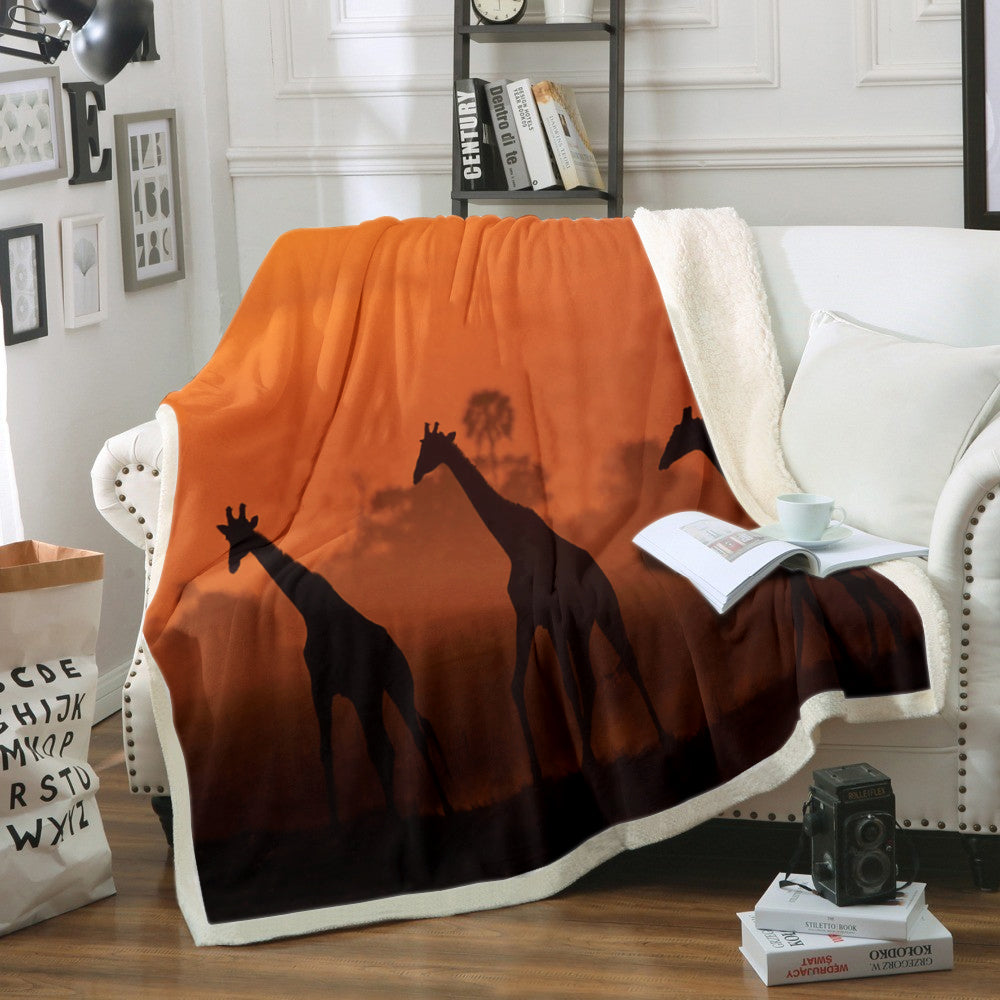Giraffes At Twilight Africa NN1210147TT Sherpa Fleece Blanket