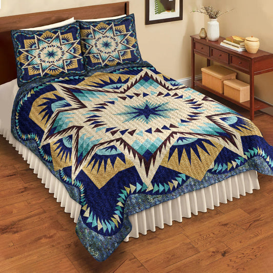 Glacier Star Blue Quilt Bedding Set HN300501MBS