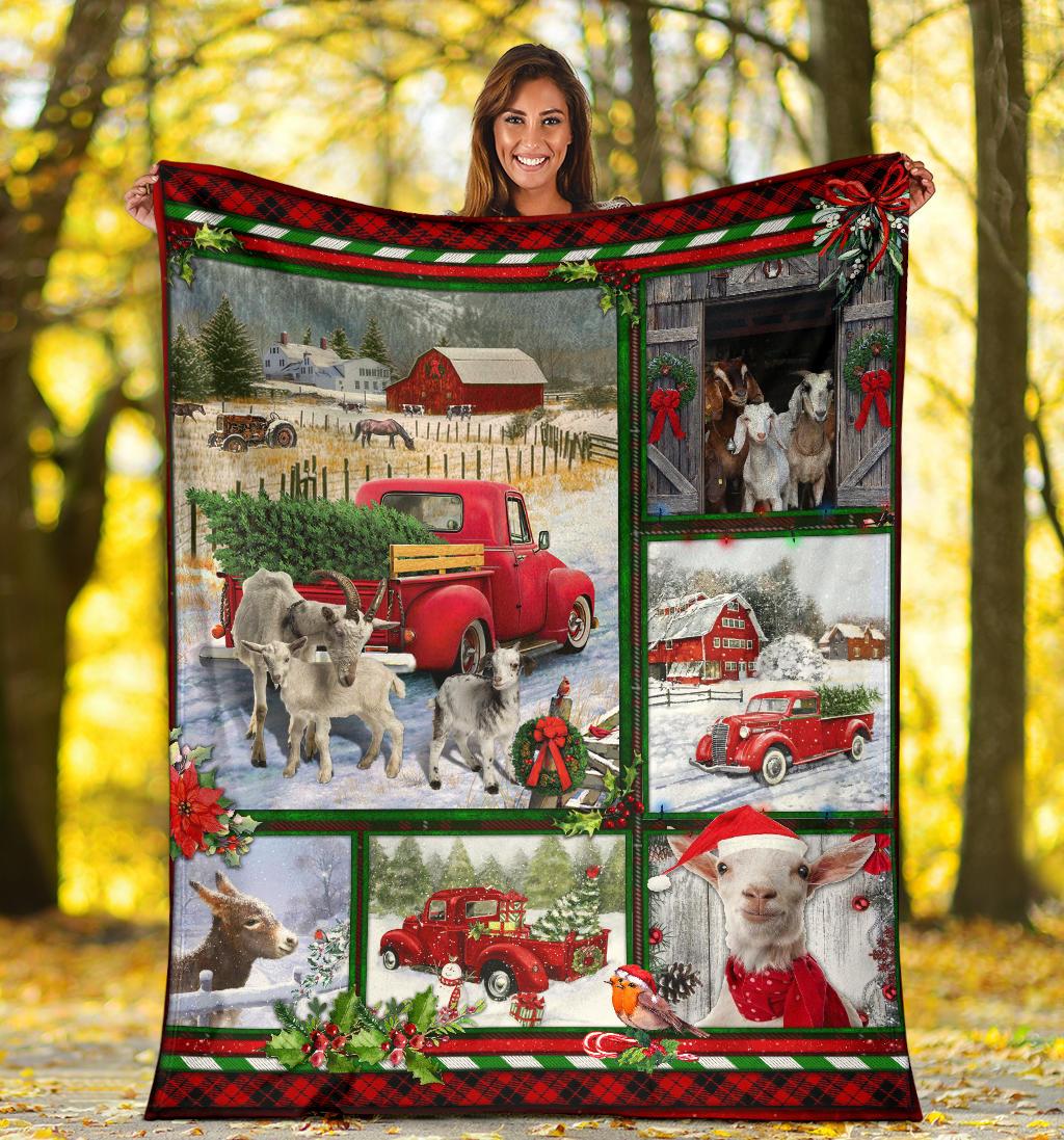 Goat Red Truck Christmas CLM3010259S Sherpa Fleece Blanket