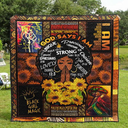 God Says I Am Black Woman Quilt Blanket TM261005