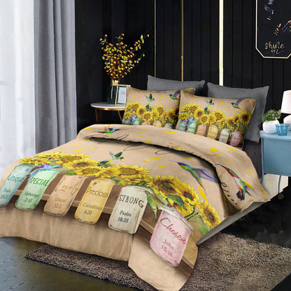 God Says You Are Sunflower Hummingbird Duvet Cover Bedding Sets TL020602BS