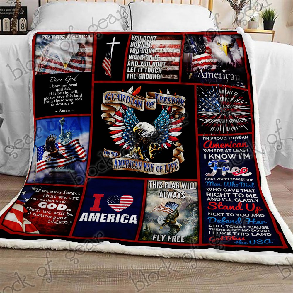 God Bless America CL301080MDF Sherpa Fleece Blanket