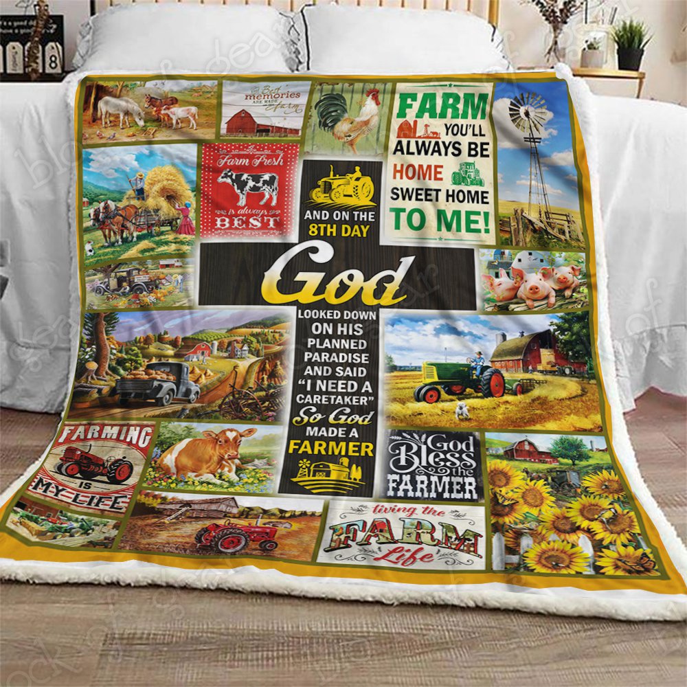 God Made A Farmer CL190984MDF Sherpa Fleece Blanket