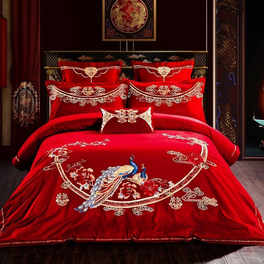 Gold Red And Blue Peacock CLA1210247B Bedding Sets