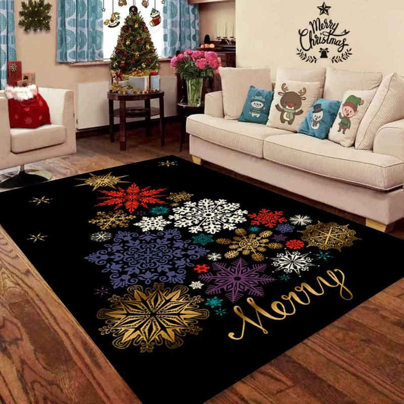 Gold Snowflakes Tree Christmas CLM2310260M Rug