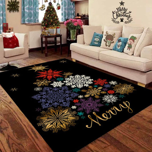Gold Snowflakes Tree Christmas CLM2310260M Rug