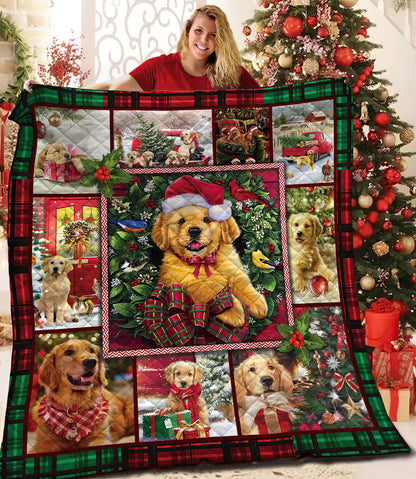 Golden Retriever Christmas ND011109 Quilt Blanket