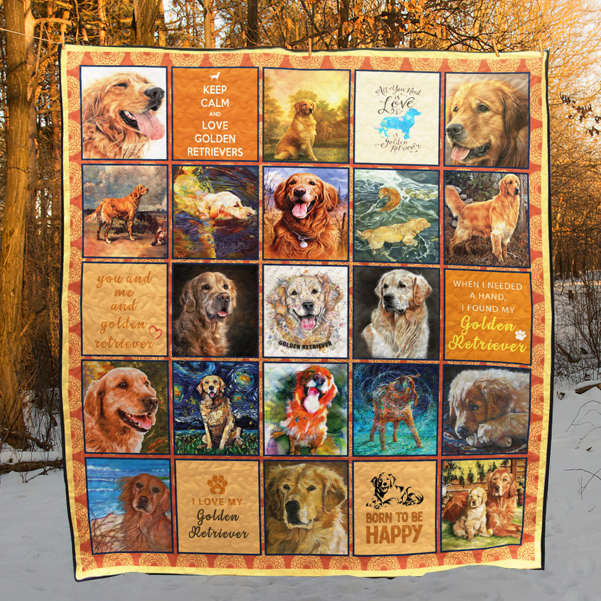 Golden Retriever CL20110197MDQ Quilt Blanket