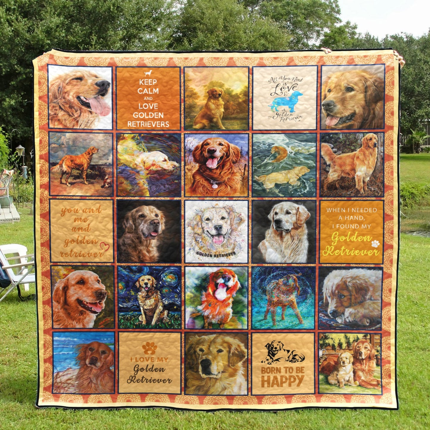 Golden Retriever CL20110197MDQ Quilt Blanket