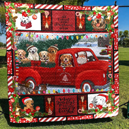 Golden Retriever Christmas CL15100192MDQ Quilt Blanket