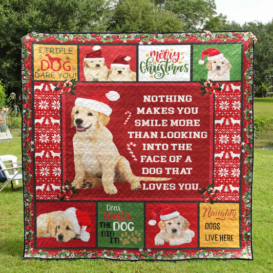 Golden Retriever Dog Christmas CL15100193MDQ Quilt Blanket