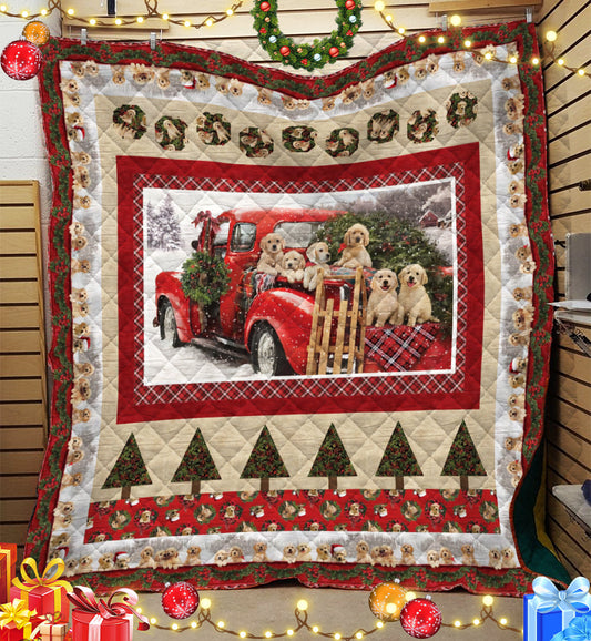 Golden Retriever Puppy Christmas Quilt Blanket MN251004