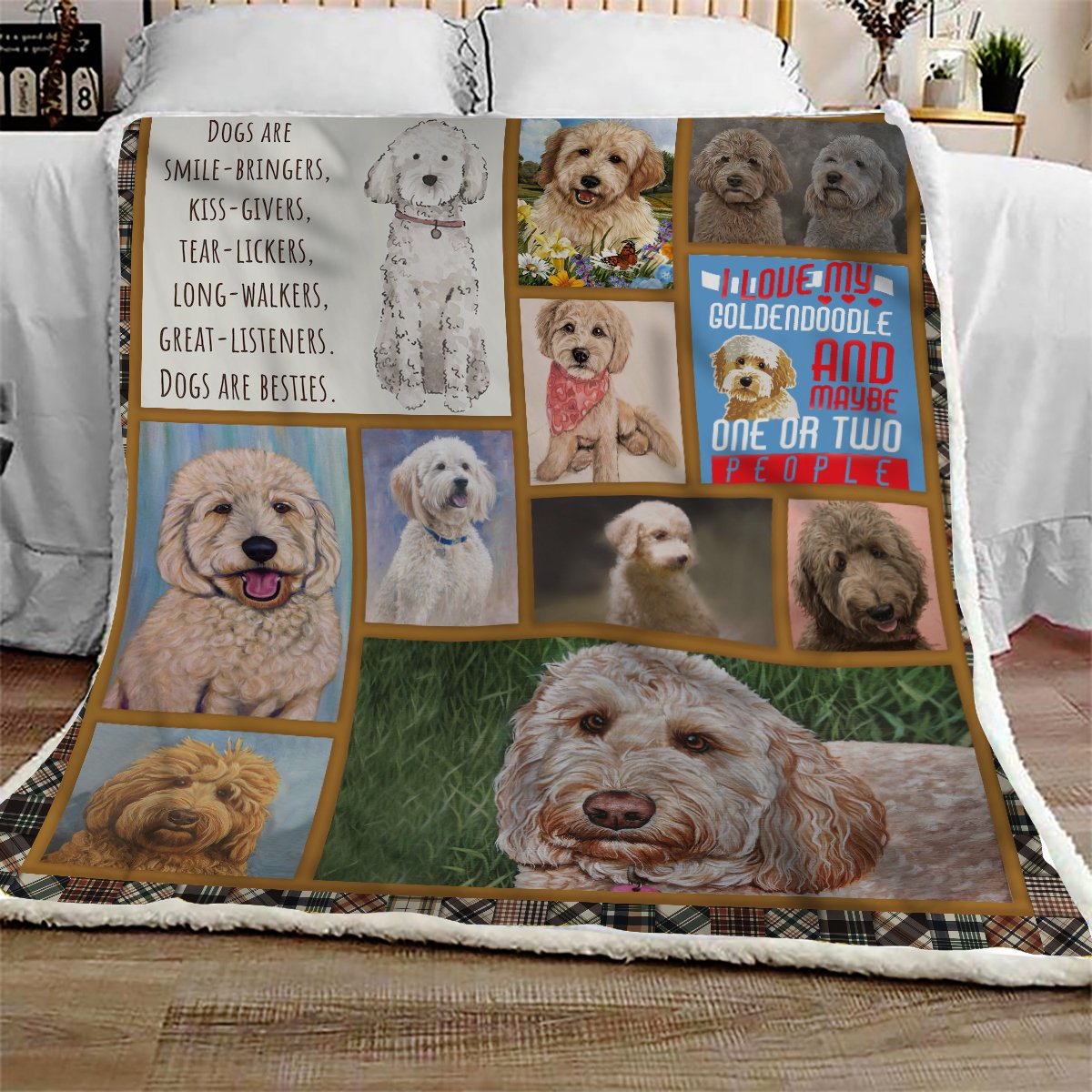 Golden Doodle CL10100132MDF Sherpa Fleece Blanket
