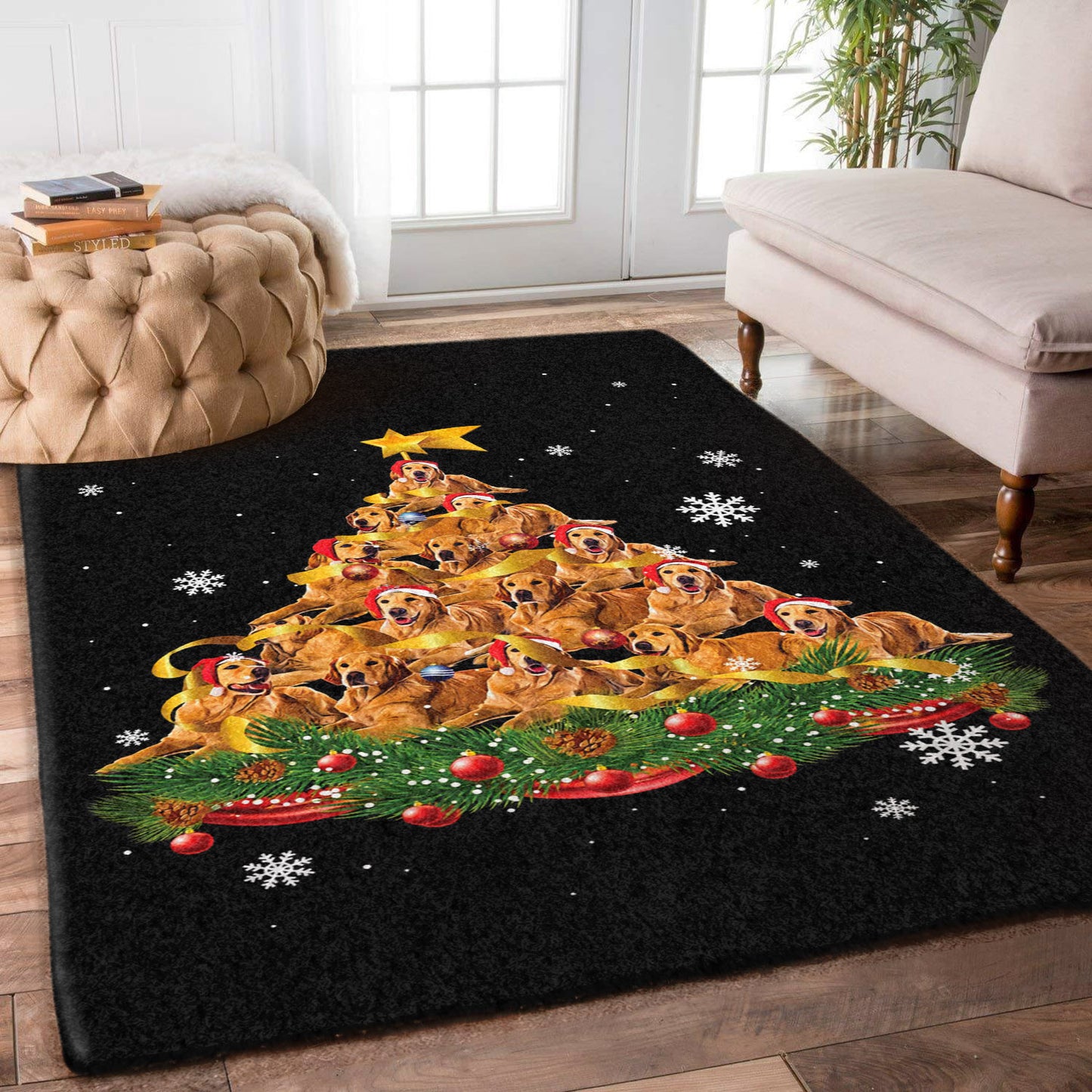 Golden Retrievers Christmas Tree TL1811129M Rug