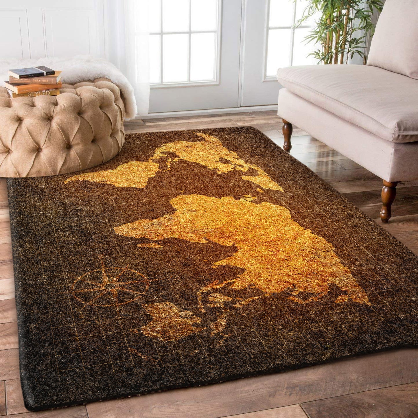 Golden World Map DD2109144R Rug