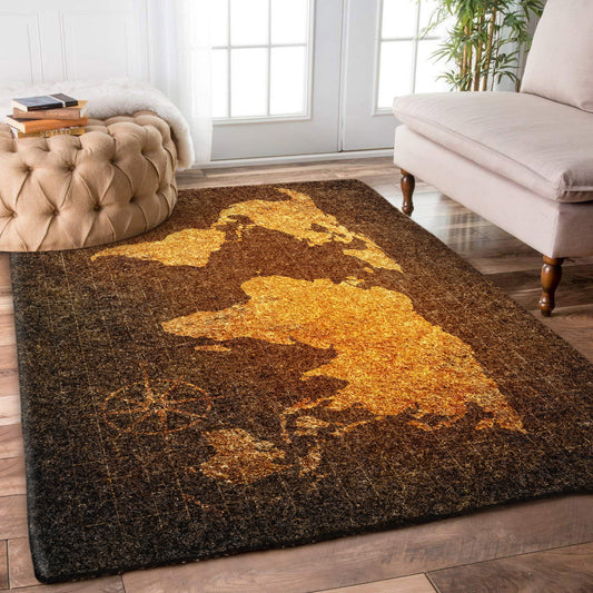 Golden World Map DD2109144R Rug
