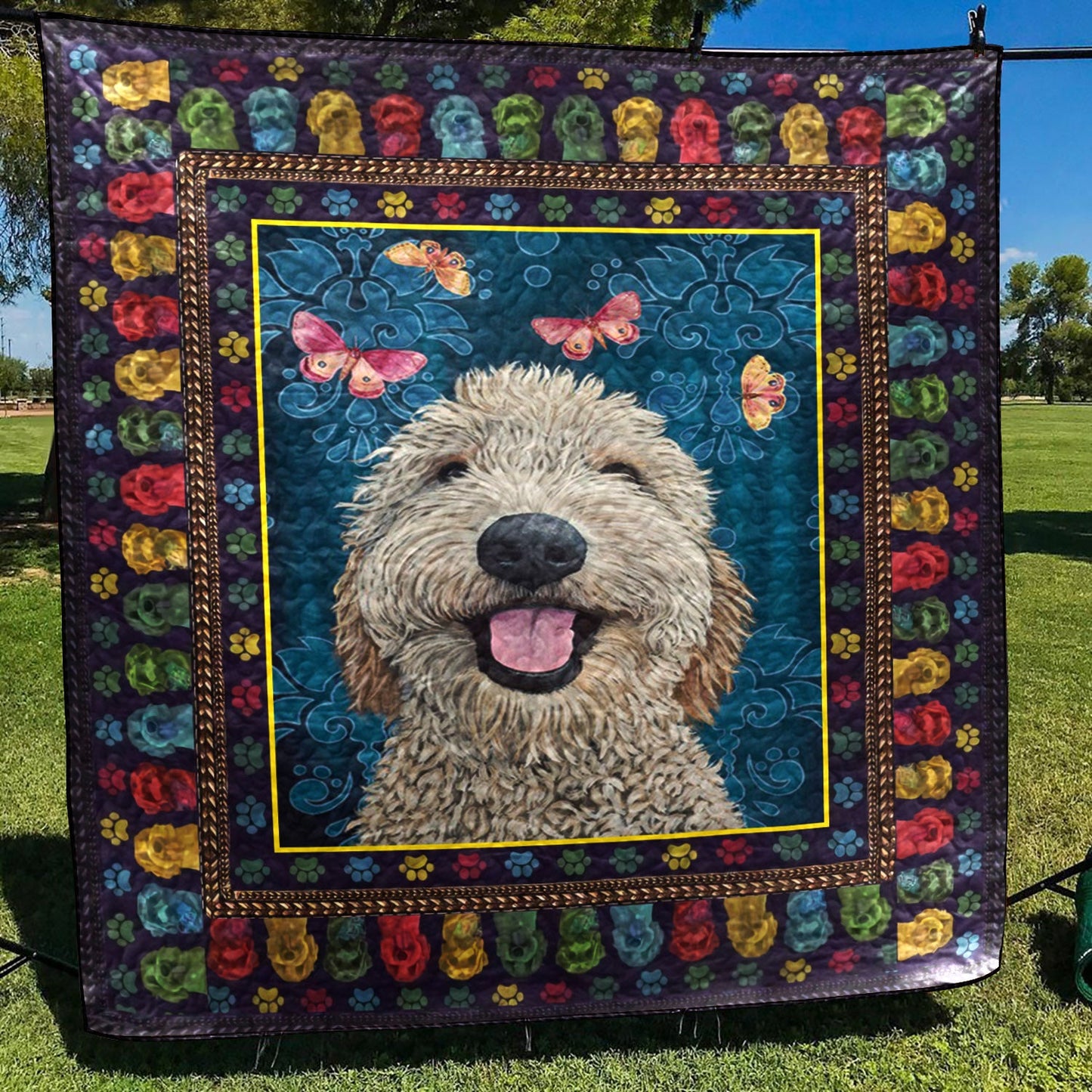 Goldendoodle Portrait CL10100137MDQ Quilt Blanket