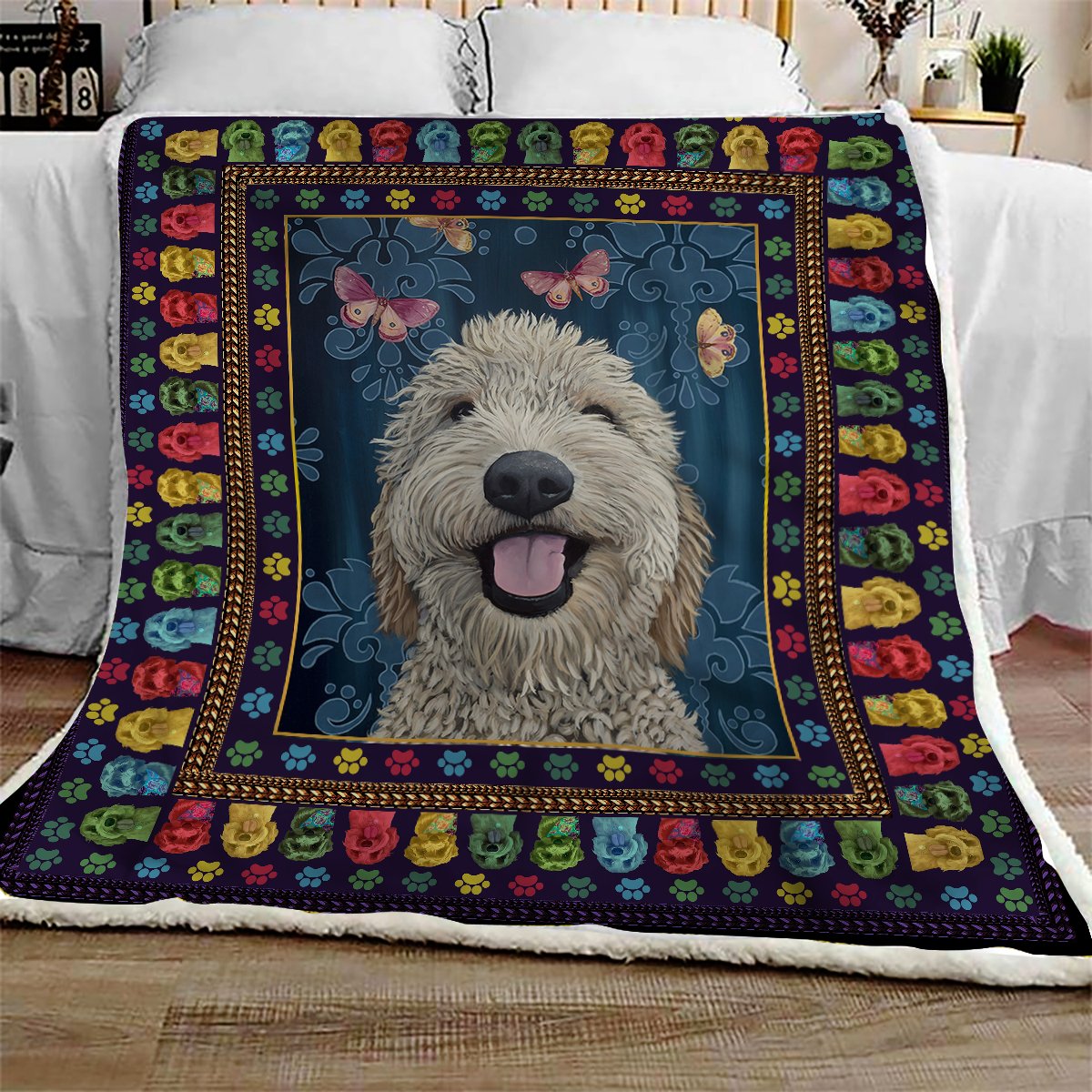 Goldendoodle Portrait CL10100136MDF Sherpa Fleece Blanket