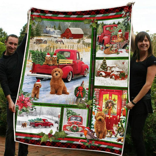 Goldendoodle Red Truck Christmas CL20110692MDF Sherpa Fleece Blanket