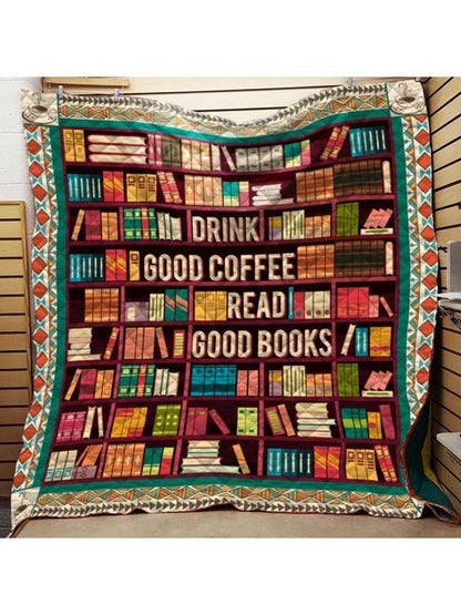 Good Coffee Good Books CLA270626 Quilt Blanket