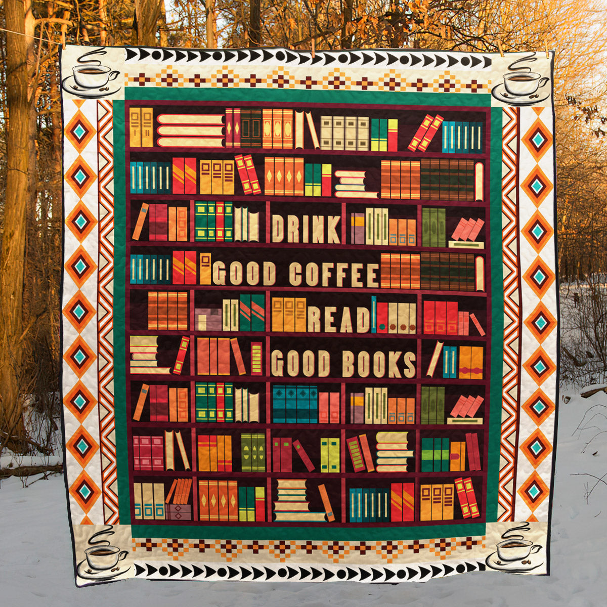 Good Coffee Good Books CLA270626 Quilt Blanket