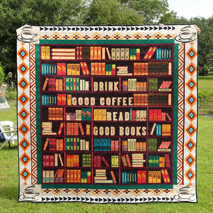 Good Coffee Good Books CLA270626 Quilt Blanket