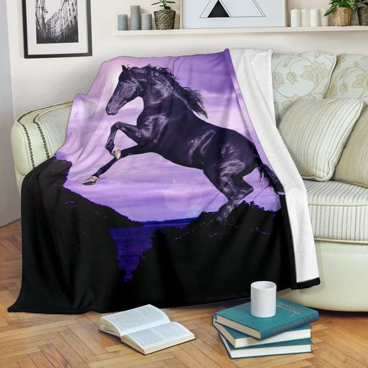 Gorgeous Black Horse CLA0510153F Sherpa Fleece Blanket