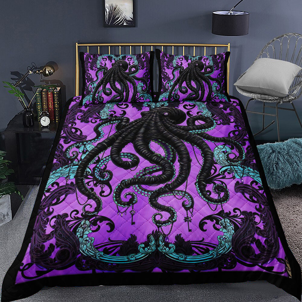 Gothic Black Octopus Quilt Bedding Set TL270907