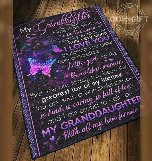 Granddaughter With All My Love CLA0211228Q Quilt Blanket