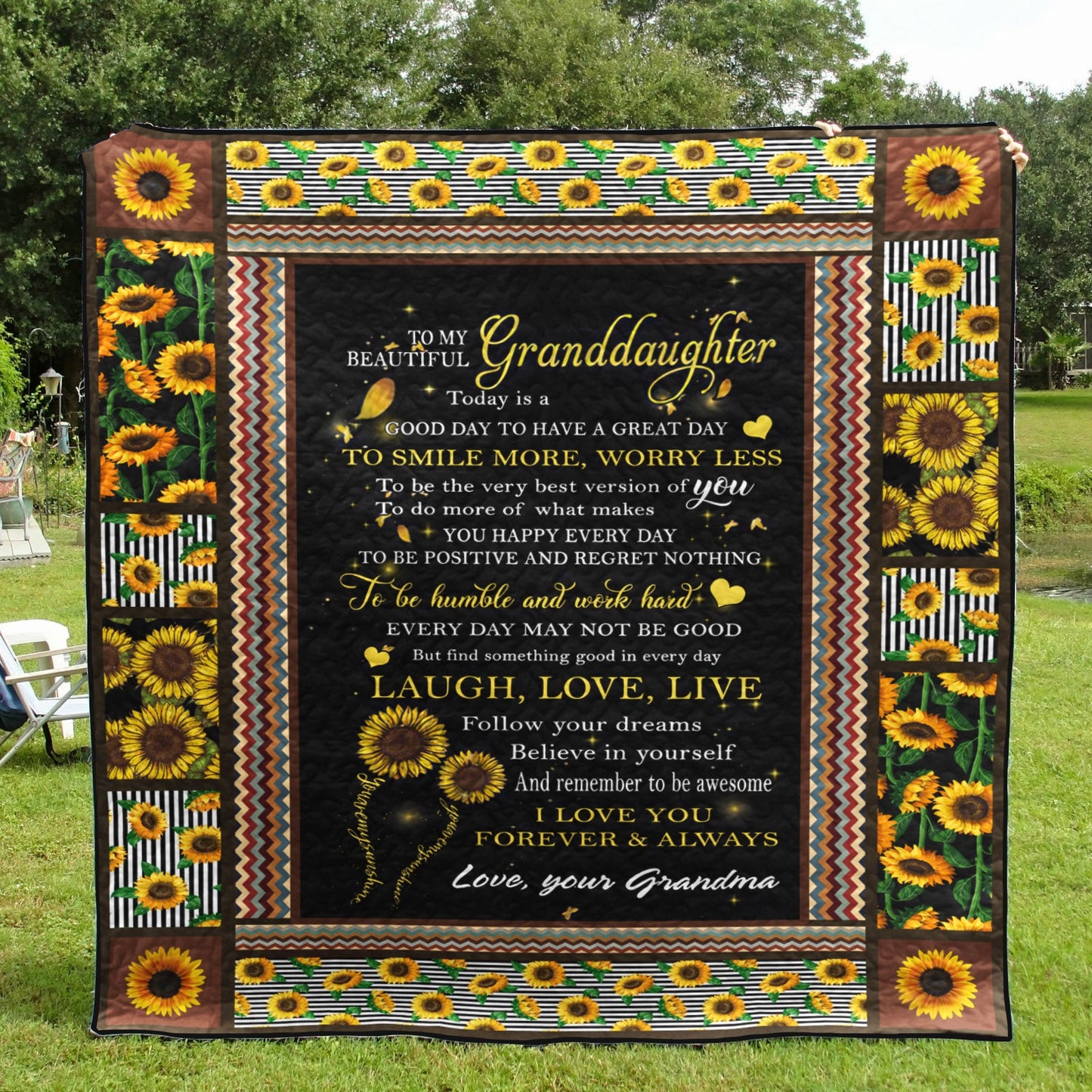 Grandma To Granddaughter Sunflower CLA1010304Q Quilt Blanket