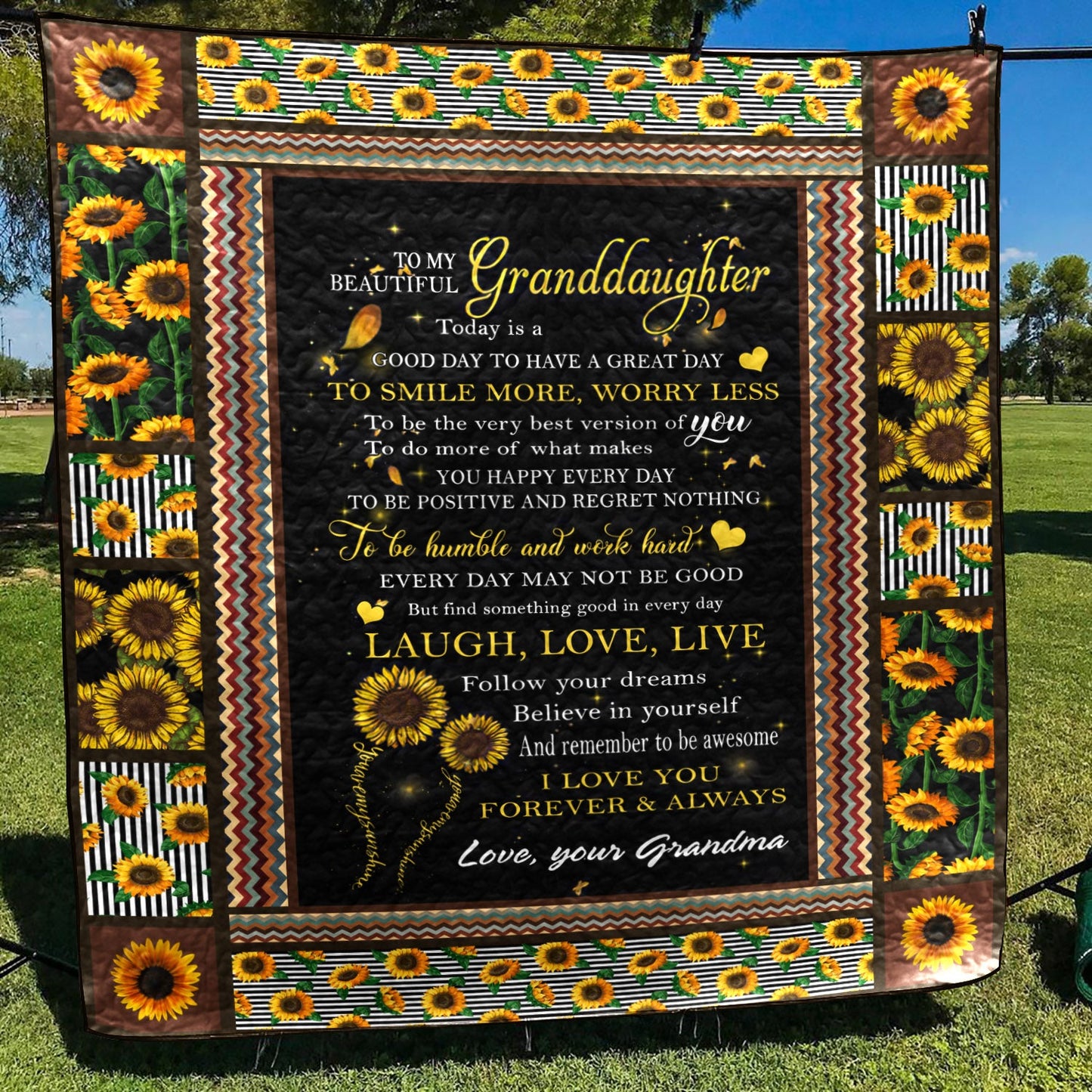 Grandma To Granddaughter Sunflower CLA1010304Q Quilt Blanket